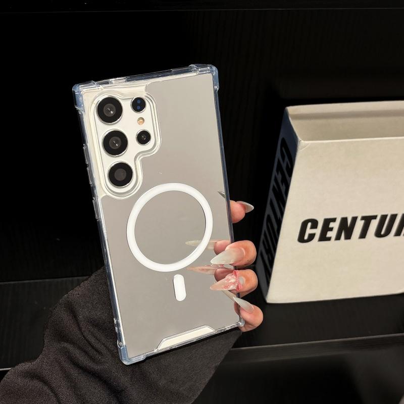 

Роскошное зеркало для макияжа Беспроводная зарядка Магнитное Для чехла MagSafe Для Samsung Galaxy S25 Edge S24 S23 FE Plus Ultra Жесткая PC-накладка For Samsung Galaxy S24 Ultra