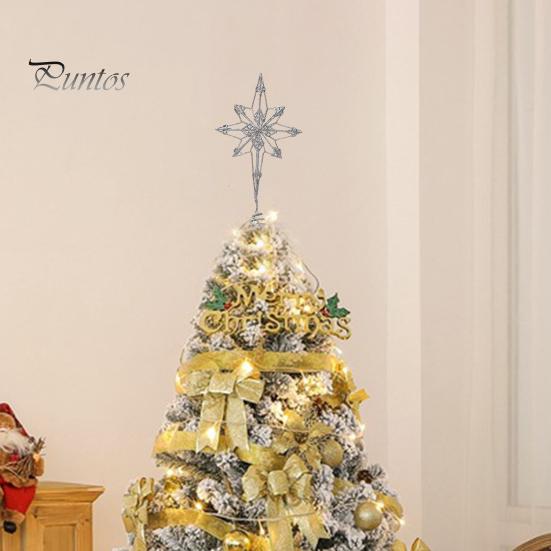 Étoile de sommet d'arbre de noël, couleur vive scintillante, antirouille, conception ajourée, ornement de sommet d'arbre de noël 3D