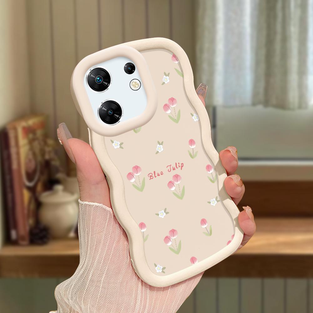 Big Wave Edge Soft Silicone Material Macaron Phone Case Shockproof Protective Rubber Casing for OPPO Reno Realme Infinix Tecno