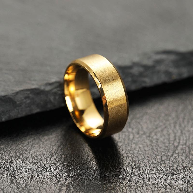 8MM Men's Stainless Steel Matte Ring - European & American Fashion