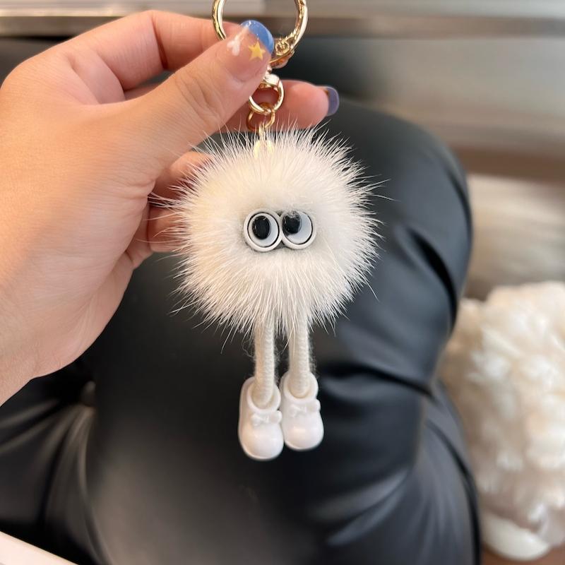 [Cute Long Legs] Mink Hair Car Keychain Pendant Ins Internet Celebrity Hair Pom-pom Book Bag Pendant