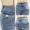 Damen Frühjahr Neue Doppelknopf Mid-Waist Straight Jeans Slim Temperament Hose