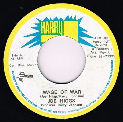 7inch Record JOE HIGGS - Wage Of War NONE Harry J Records Jamaica Reggae, Ska & Dub Used