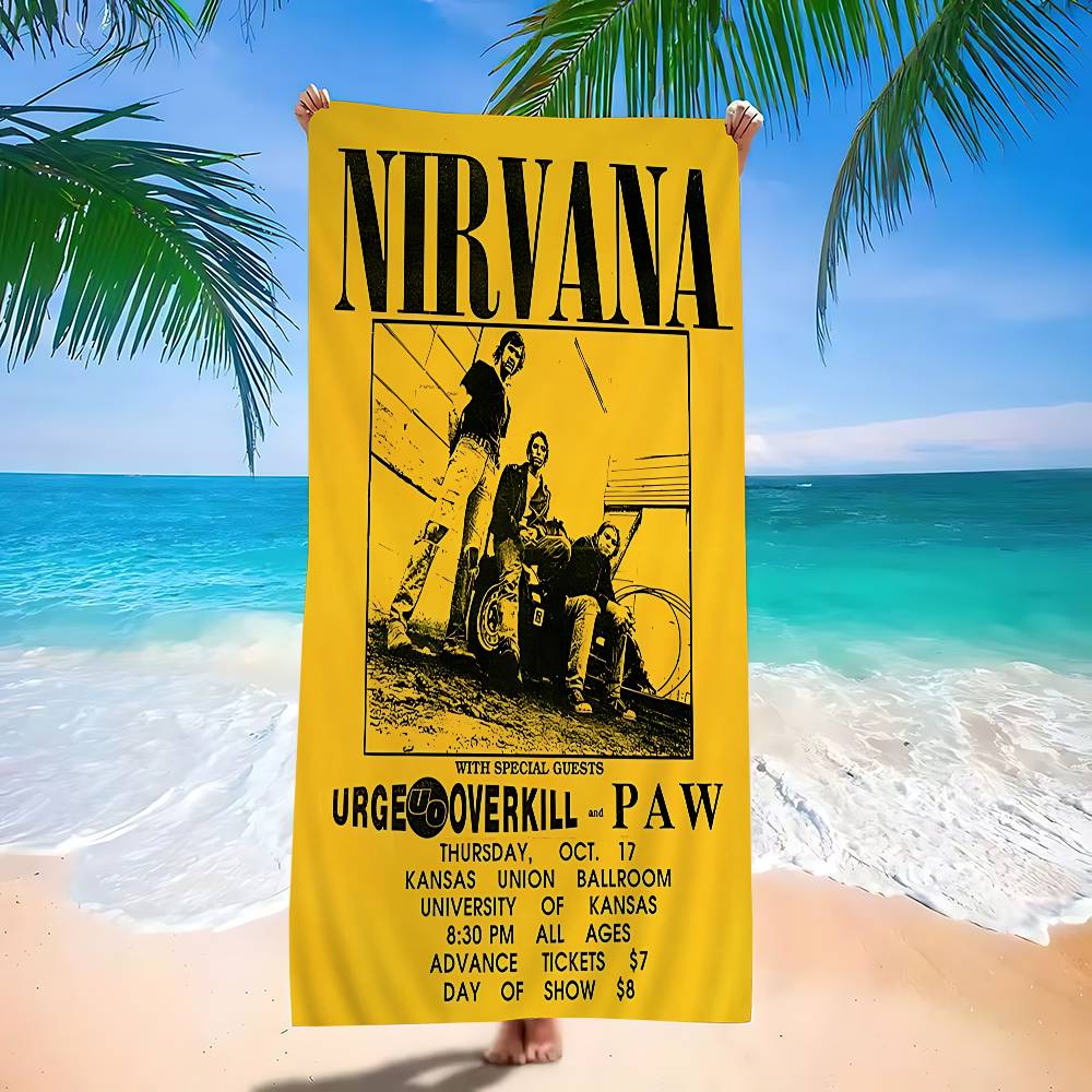 Band Hot N-Nirvana Microfiber Printed Beach Towel Mountain Climbing Yoga Beach Swimming Running Absorbent Soft Towel