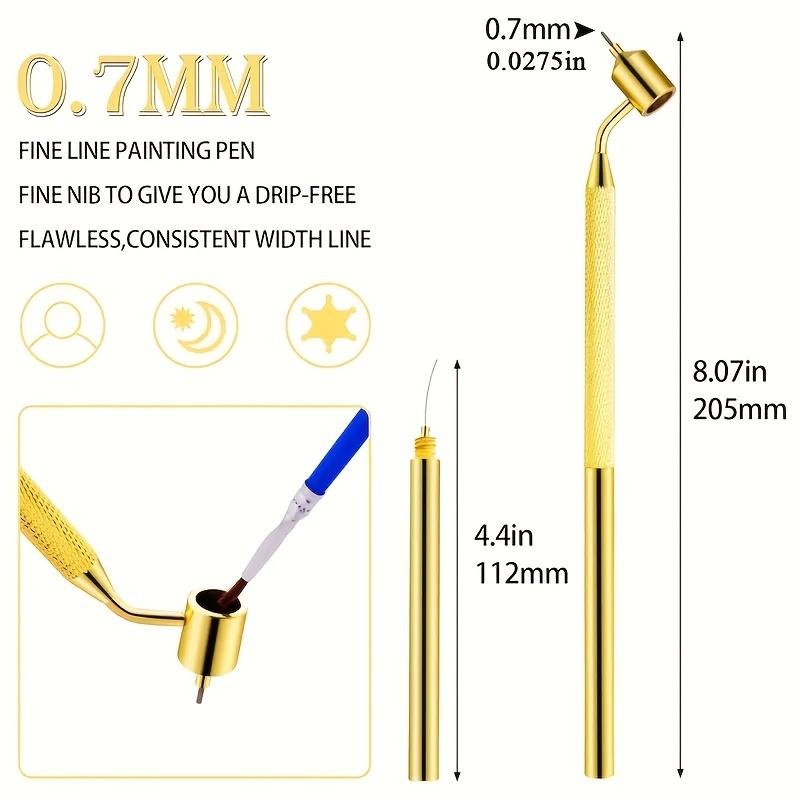 

1/2Pcs Aluminum Precision Thin Line Drawing Pen with Bevel Tip Liquid Applicator for Slant Bar Design and Fine Line Painting