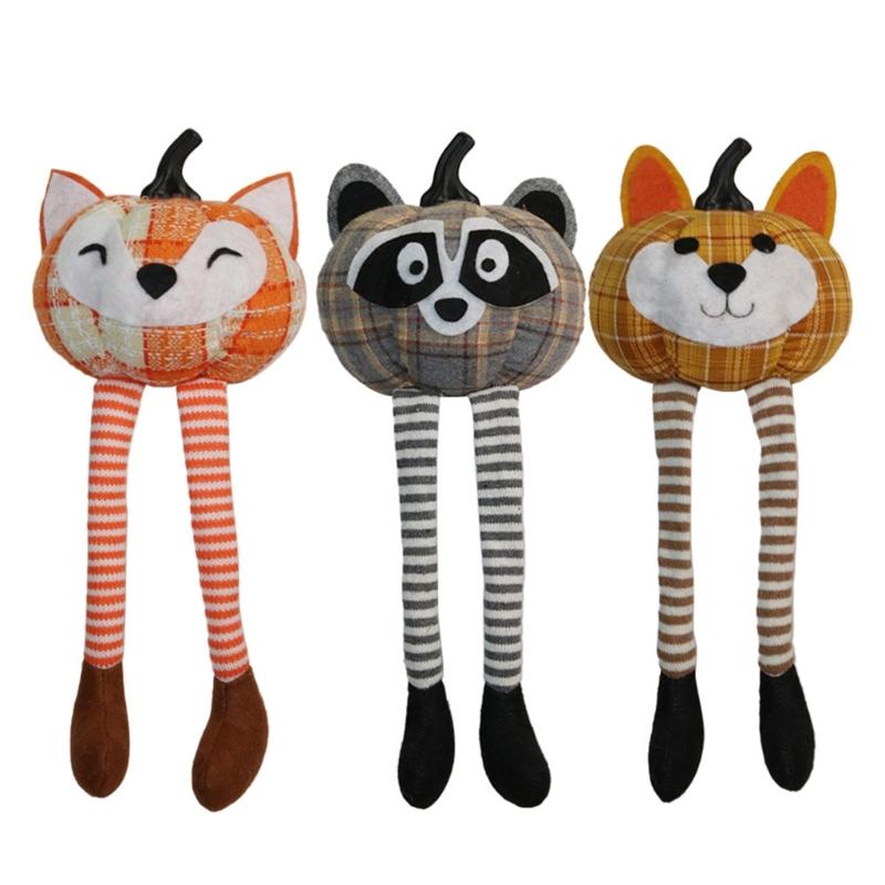 Stuffed Pumpkin Doll with Dangling Legs Thanksgiving Stuffed Toy Multiple Color Desk Home Figures Display Decorations