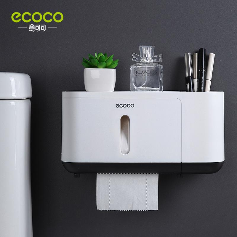 Bathroom roll paper towel holder, no-drill wall-mounted toilet paper and wet wipes storage box, disposable face towel rack