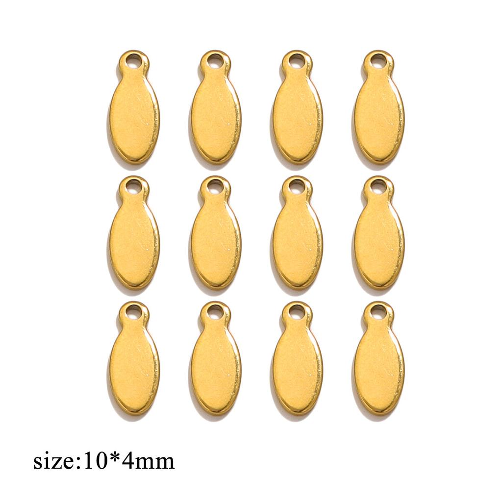 100pcs Stainless Steel Tail Chain Tag Real Gold Electroplated Small Pendant Accessories for Jewelry Making DIY Charms