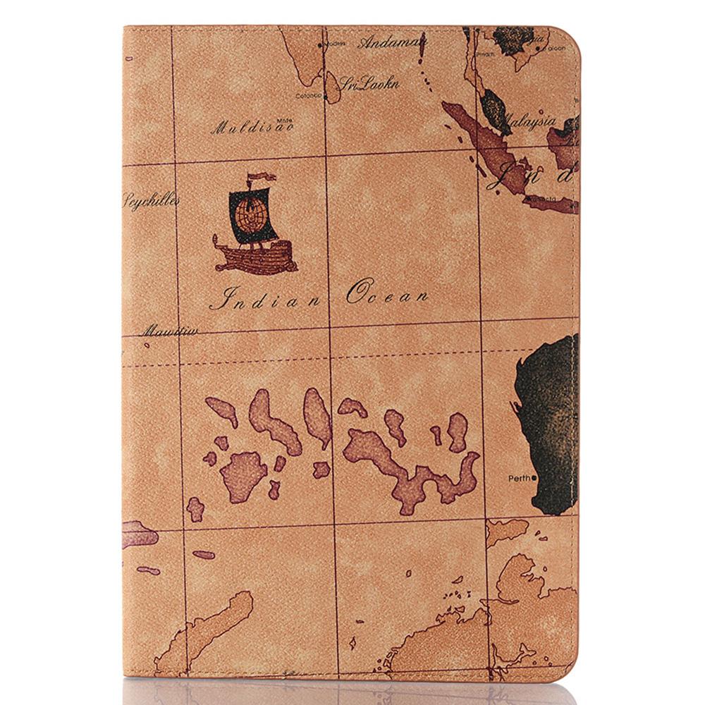 For Samsung Galaxy Tab S9 Wallet Case Map Pattern PU Leather Protective Tablet Cover