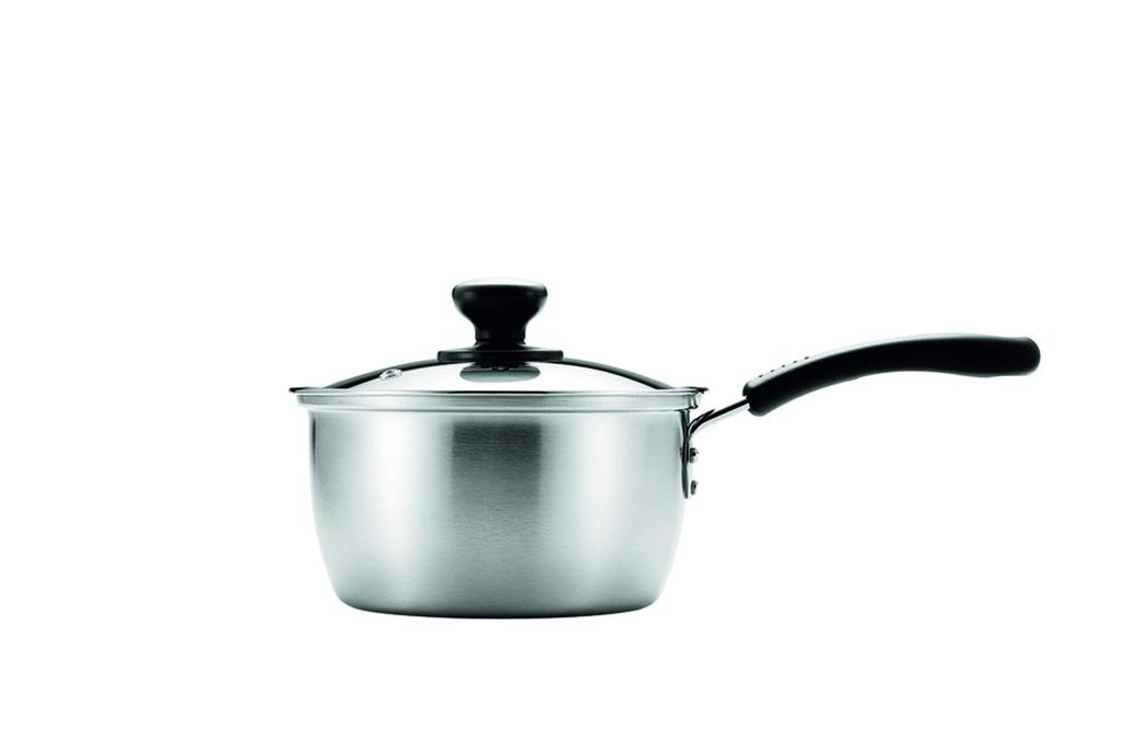 Pearl Metal Monochrome Stainless Steel One Hand Pot with Glass Lid 16cm HB-5431