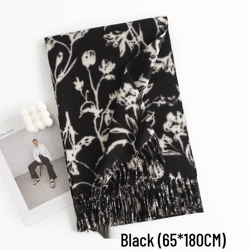 Elegant Floral Printed Imitation Cashmere Shawl Scarf