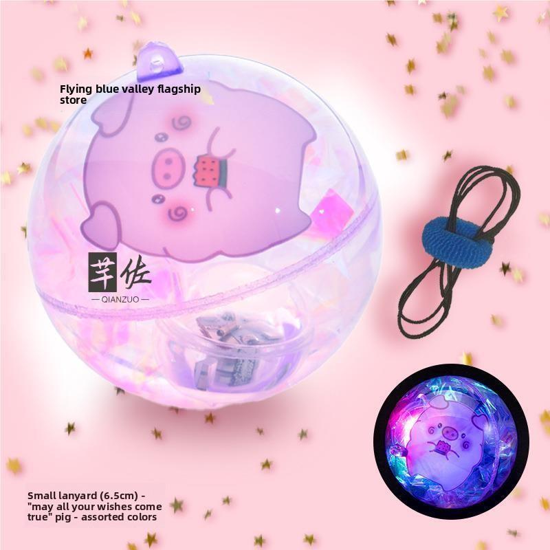 Girls Crystal Elastic Toy Ball with String Night Glow Jump Ball Children s New 2026 Luminous Toy Ball Prure Relief