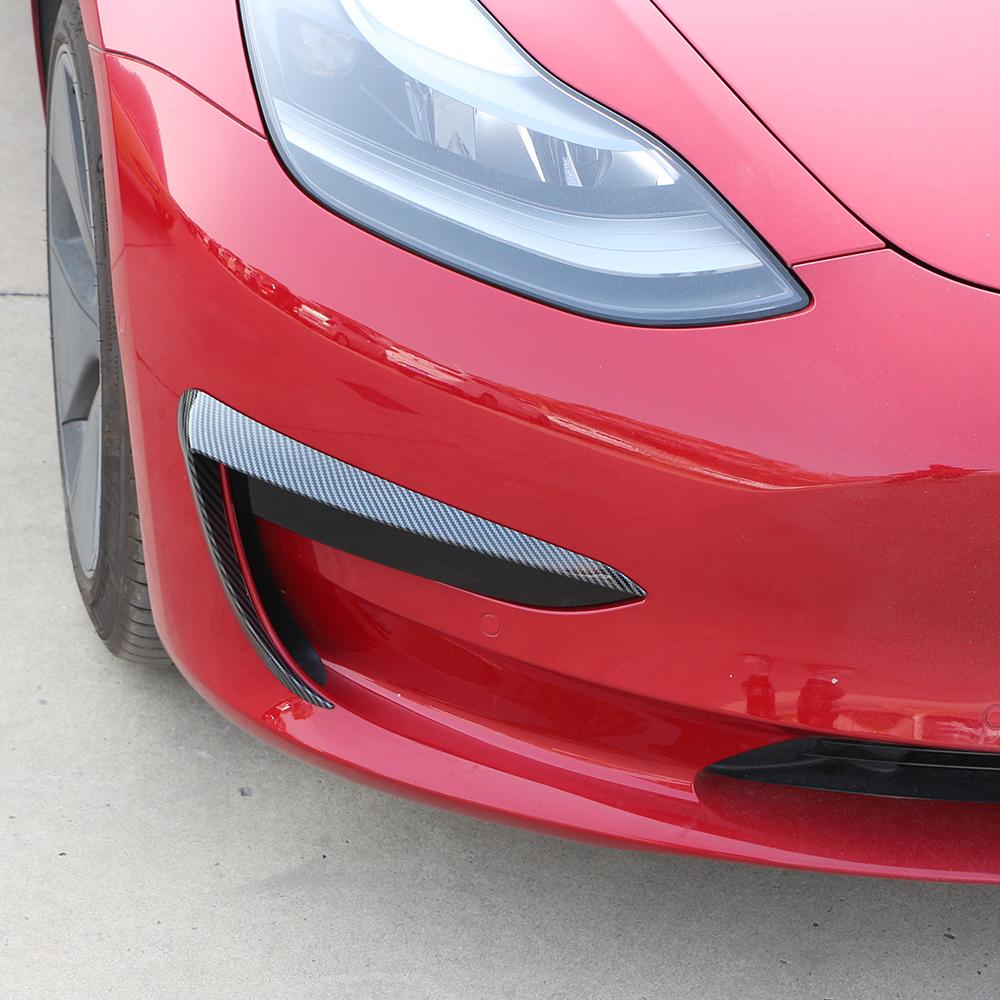 2Pcs Carbon Fiber Front Bumper Splitter Spoiler Lip Kit Air Knife Shape for Tesla Model3 Model 3 2018-2025 Car Styling