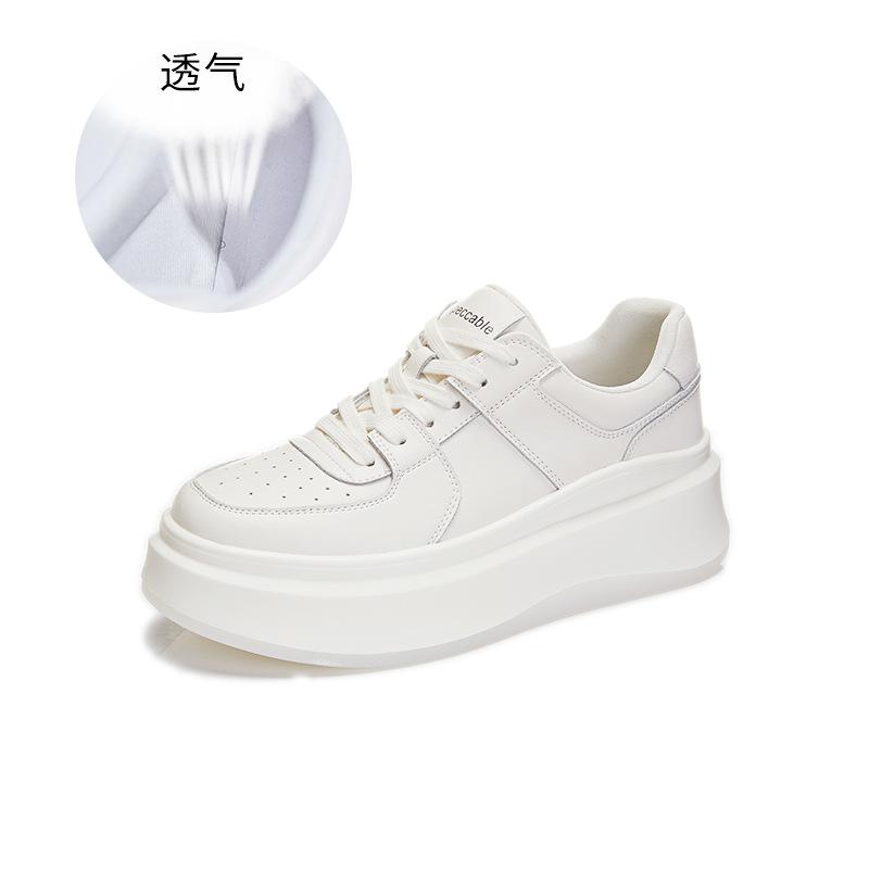 

Женские туфли из кожи с подошвой из присоски 2025 года, новые повседневные маленькие белые туфли, женские туфли на платформе с увеличенным каблуком, туфли на плоской подошве в стиле ретро 35 белый