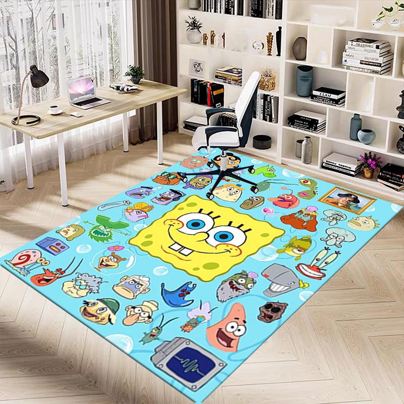 Spongebob Squarepants Characters Carpet For Playroom Bedroom Living Room Sofa Home Decorkids Game Area Rug Nonslip Floor Mat