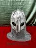 Viking Warrior Costume Helmet with Chainmail – Medieval Norse Headgear for LARP, Cosplay & Reenactment