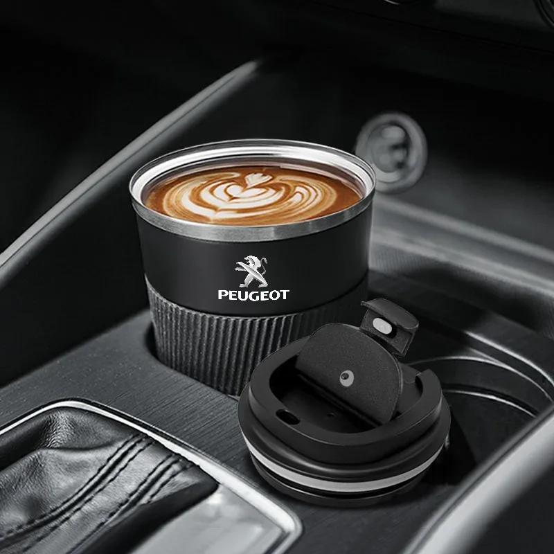 2026 Heißer Autoaufkleber Tasse Edelstahl Kaffeetasse Heiße Tasse Auto Thermoskanne Reise Für Peugeot 206 106 205 2008 301 307 308 300
