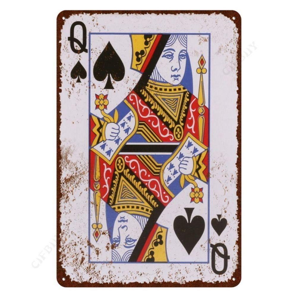 Spelkortsposter på väggen, metallplatta 20x30cm