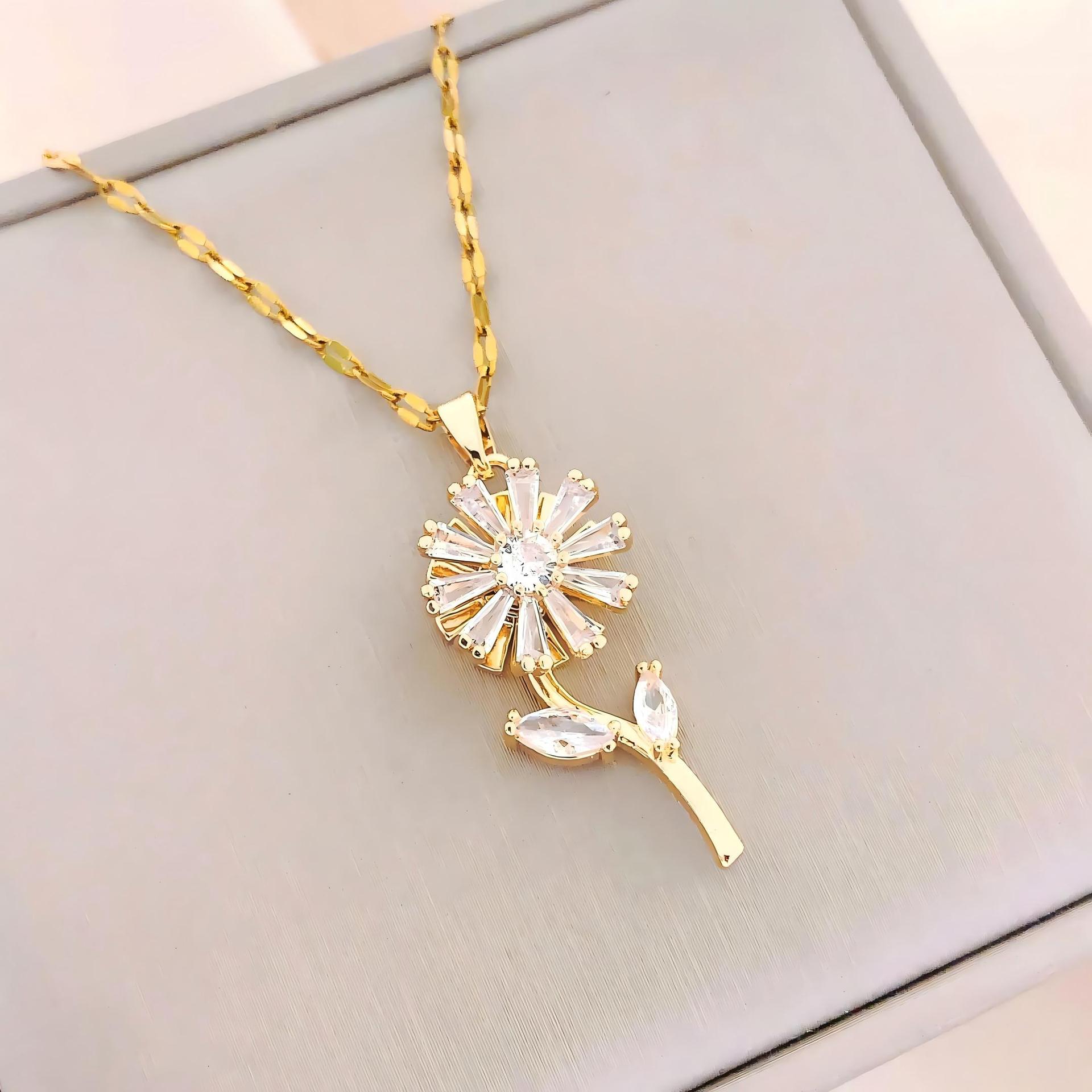 Female Niche Trend Rotatable Sunflower Necklace sunflower