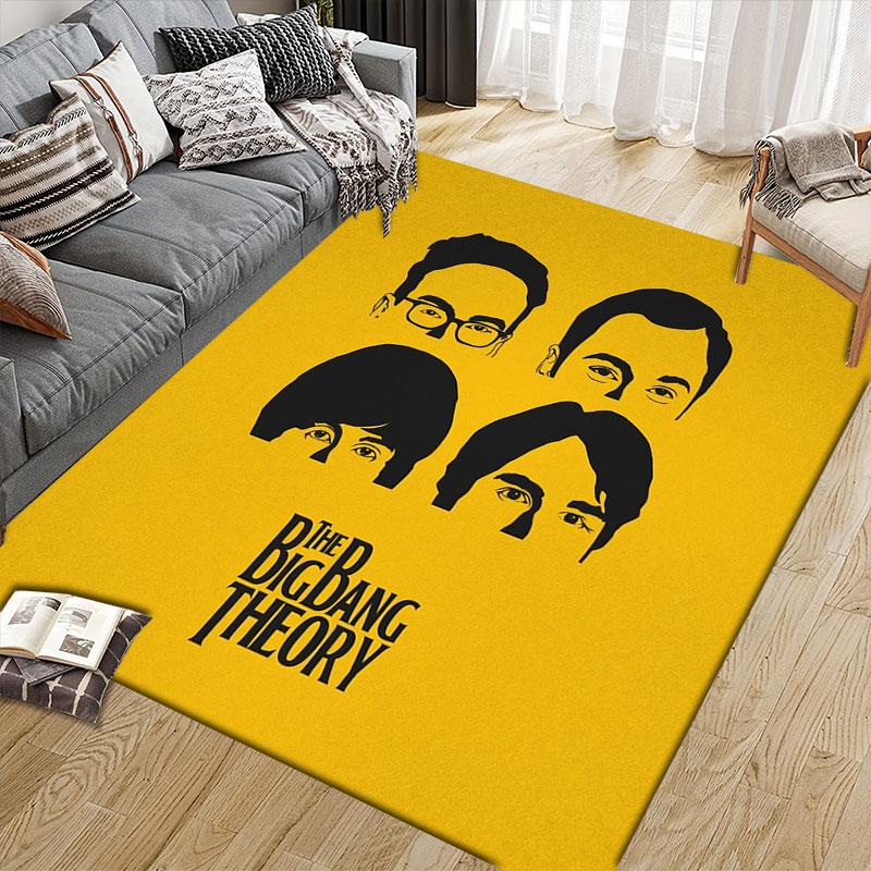 The Big Bang Theory Flannel Printed Carpet, Home Sofa Decoration for Living Room & Bedroom, Non‑Slip Play Flannel Floor Mat for Game Room