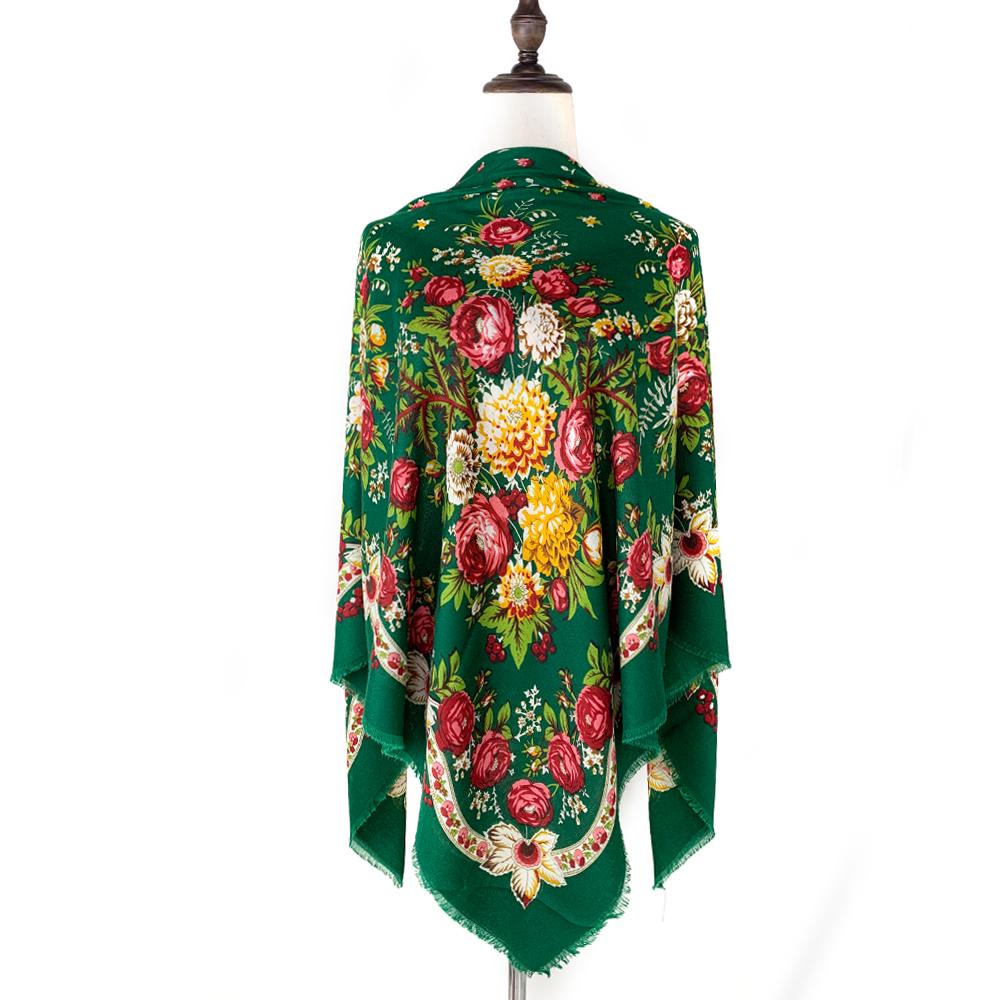 130*130cm Breathable Thin Russian Square Scarf Women Luxury Floral Print Ukrainian Shawl Bandana Foulard Beach Stoles Scarves