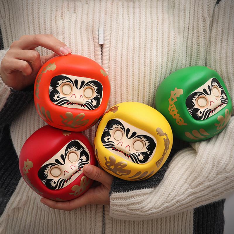 Mascotă Daruma Japonez Ceramică Maneki Neko de 4 inch Pușculiță Dharma Noroc Statuetă Zen Ornament Pușculiță Bancă de Monede