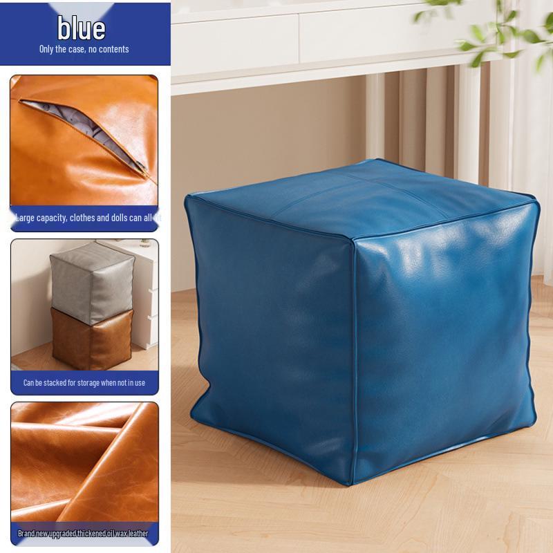 Skórzany marokański puf: Puf z funkcją przechowywania do salonu, Podnóżek do sofy, Stojak na nieużywane ubrania, Stołek do wykuszowego okna