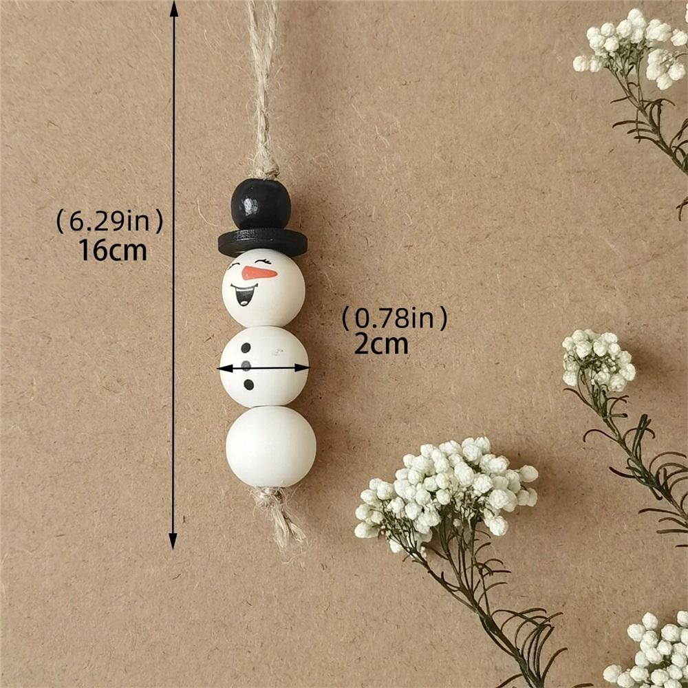 Bohemian Macrame Snowman Ornament Set, Handmade Wooden Bead Christmas Hanging Decor, 2/3/4Pcs Boho Winter Tree Decoration