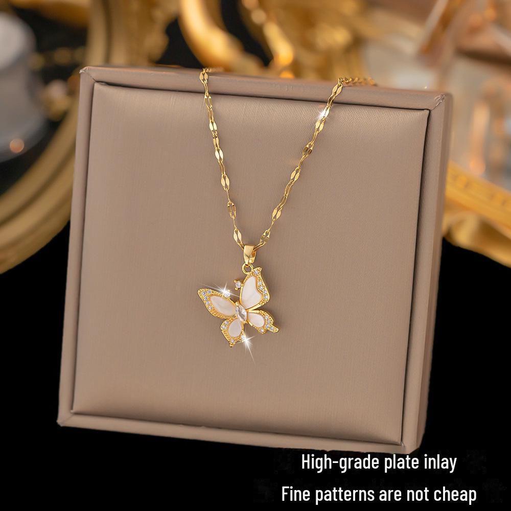 Non-Fading Titanium Steel Women's Necklace: Versatile and Elegant Internet Celebrity Chain with Simple Copper Pendant