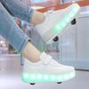 Four-wheeled new runaway shoes, beginner roller skates, children's and adolescents' wheel shoes, LED charging, luminous shoes