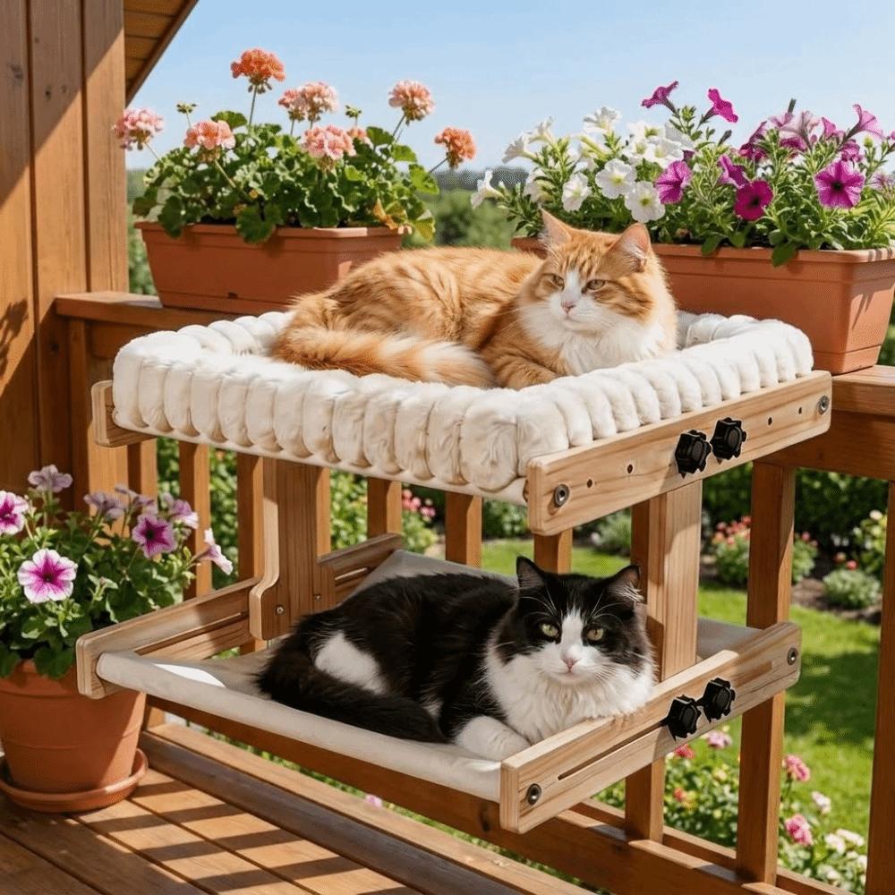 Recliner Cat Paw Board Adjustable Cat Window Perch Cushion Detachable Cat Hammock Wooden Frame Cat Perch Hammock Bedroom