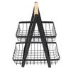 Fruit Basket Holder Black Hollow Design Multifunctional Iron 2 Tier Fruit Storage Shelf for Living Room Kitchen Dining