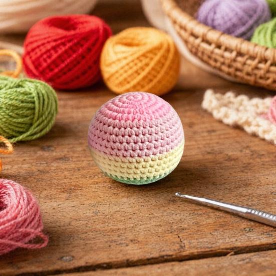 Handmade Crochet Footbag, Rainbow Gradient Smiling Face Bean Bags for Kids, Soft Cotton Yarn Juggling Balls for Outdoor Play