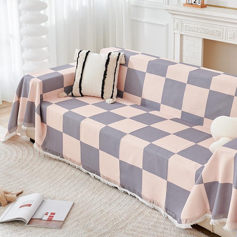High-Grade Chessboard Waffle Universal Sofa Towel Cover Cloth One-Piece Sofa Cover All-Inclusive Sofa Blanket Four Seasons Universal