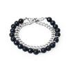 Jbans Classic Unisex Onyx Chain 2-In-1 Couple Bracelet (C1701-Ac329Bk)