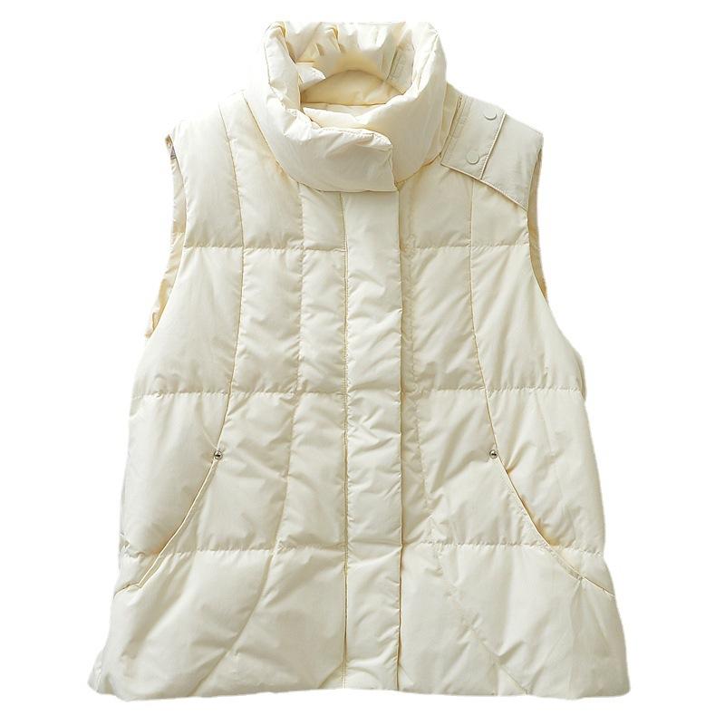 2024 autumn and winter new down vest stand-up collar white duck down loose warm fashion winter loose short vest