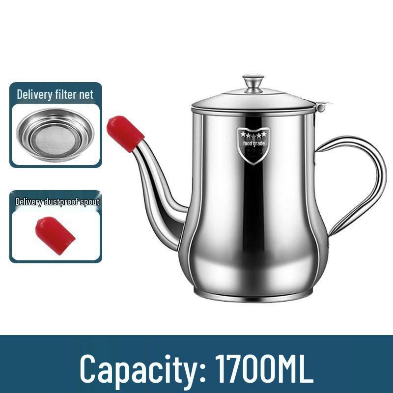 Stainless Steel Leak-Proof Oil Can with Filter, Large Capacity Kitchen Storage Bottle