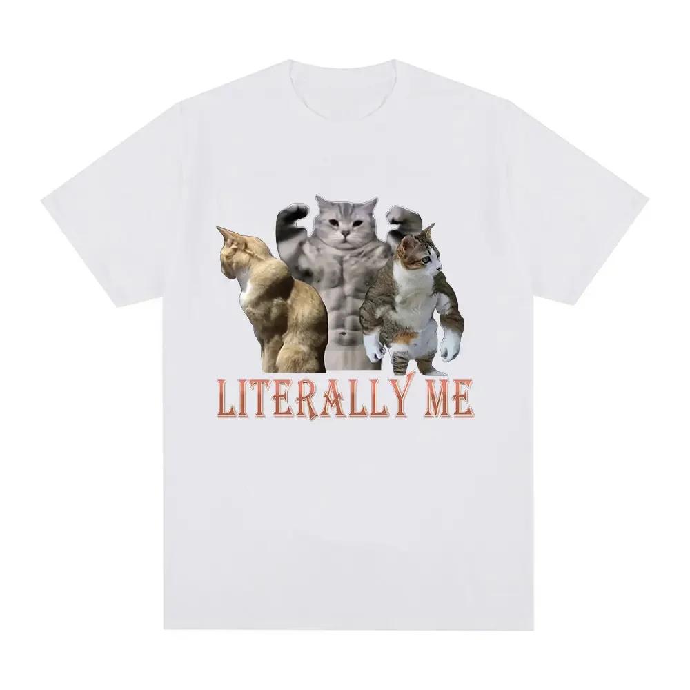 Buff Cats Meme Literal Me Tshirt Fitness Gym Women's Fashion Hip Hop Short Sleeve Tshirt Casual T-shirt