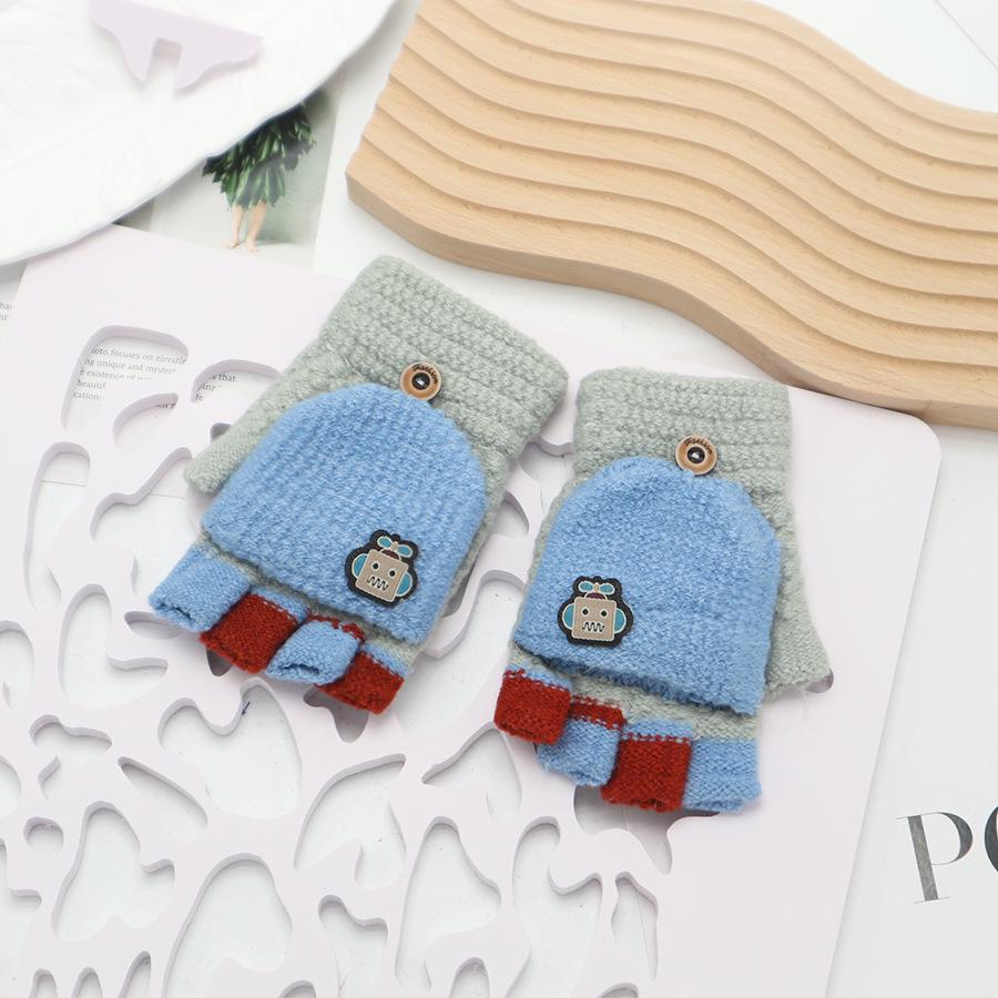 Kids' Winter Fingerless Flip-Top Writing Gloves – Warm Half-Finger Gloves for Boys & Girls