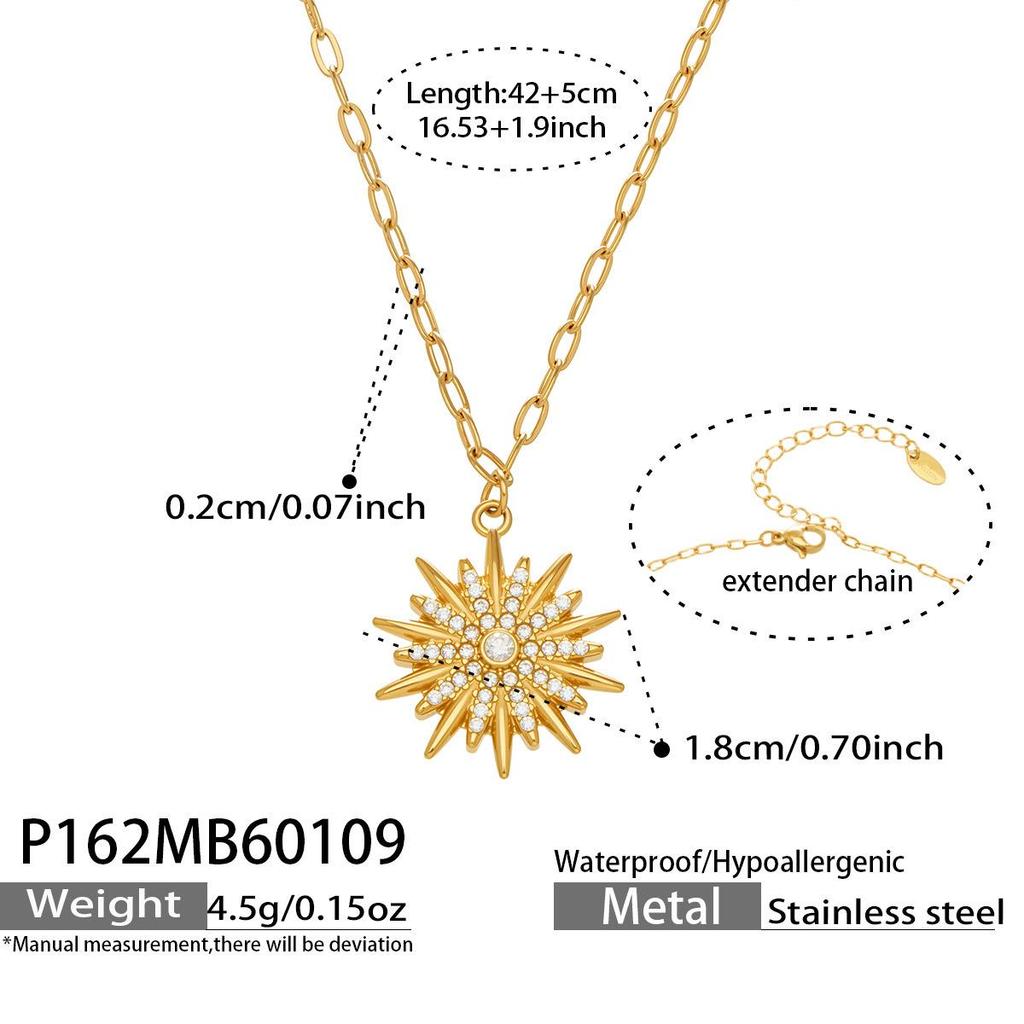 INS Inspired Design: 5A Zircon Star and Sunflower Brooch & Necklace Bracelet Set