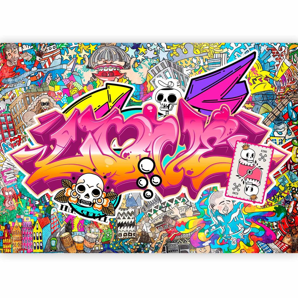 Fototapeta - Sztuka Ulicy - Abstrakcyjny Miejski Kolorowy Mural Graffiti Z Napisem
