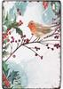 Znzd Blechschilder Vintage Aquarellvogel Rote Beerenäste Schilder Schneeiger Wald Thema Wanddekor Malerei für Bauernhaus Wohnzimmer