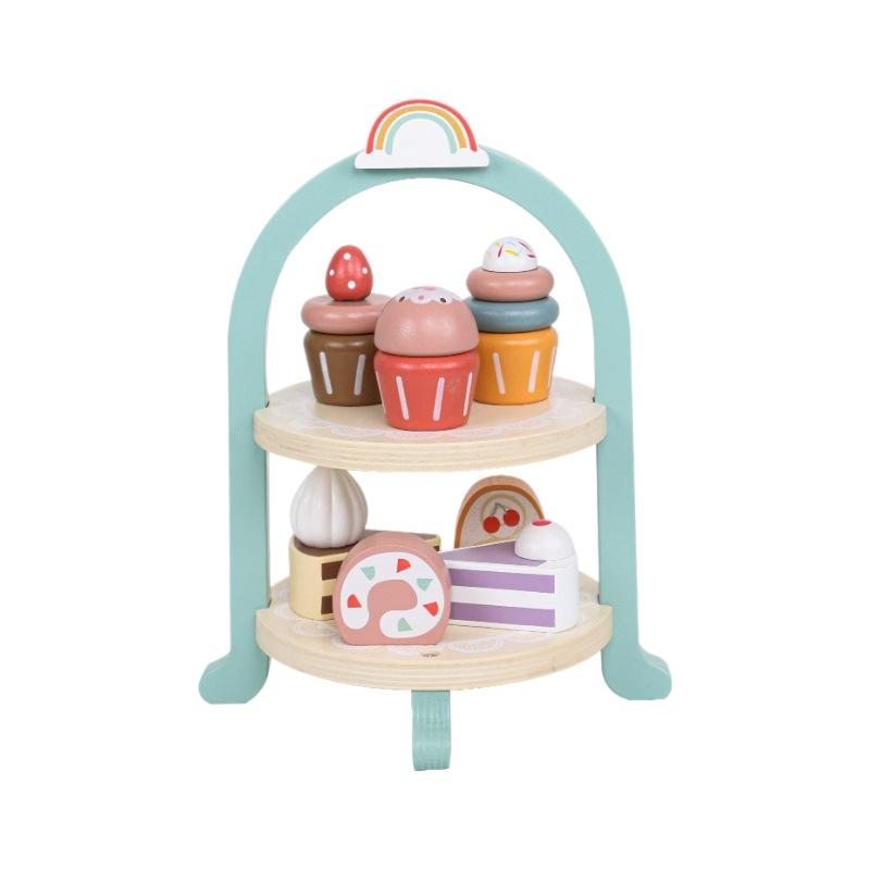 Customized Simulation Play House Tea Set Dessert Set, Kindergarten Playground Role-Playing Early Education Wooden