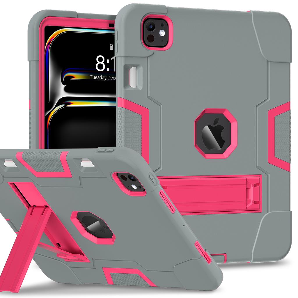 For iPad Pro 11 (2025)/11 (2024) Case Robot Style Silicone + PC Tablet Cover with Kickstand
