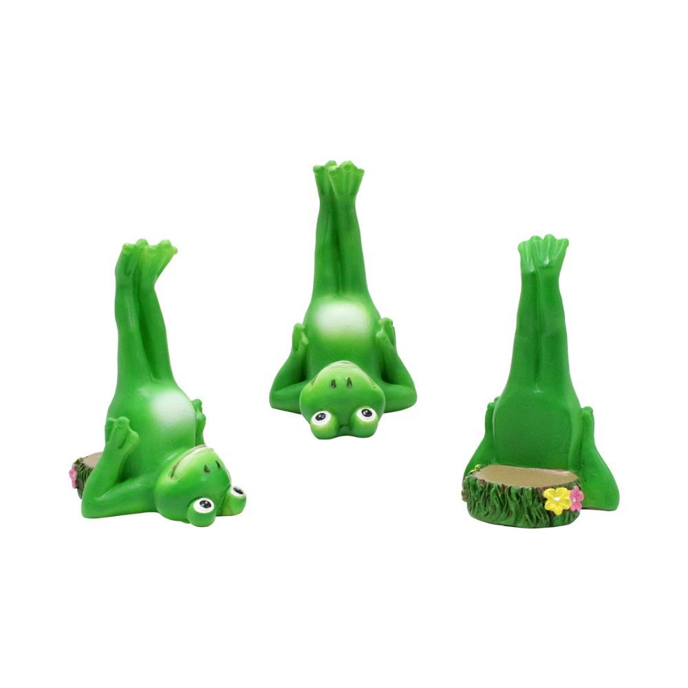 

3Pcs Resin Frog Plant Pot Stand Miniature Inverted Animal Ornaments Planter Decorations 3Pcs