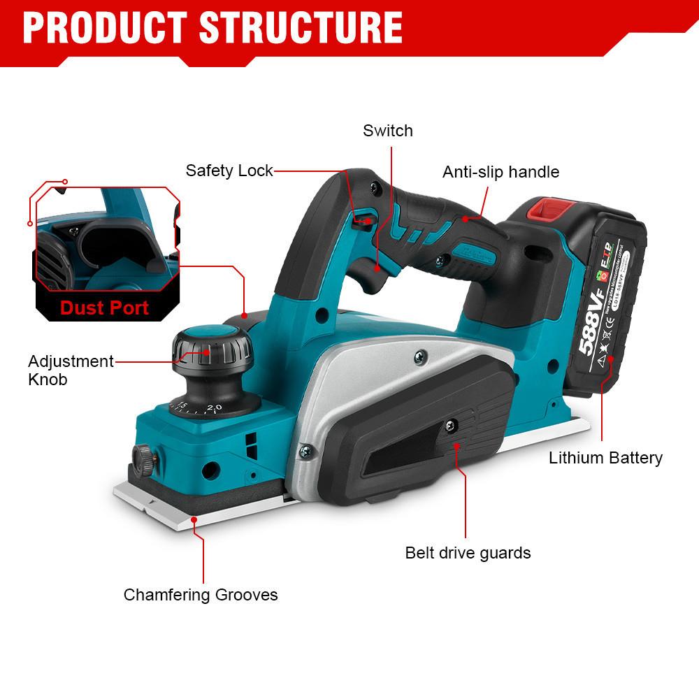 30000RPM Cordless Portable Electric Planer Brushless Electric Router Trimmer Household Desktop Wood Cutting Tool