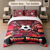 Soccer Theme Custom Text Or Name 3Pcs Bedding Set 1 Flat Sheet & 2 Pillowcases Personalized Home Bedding
