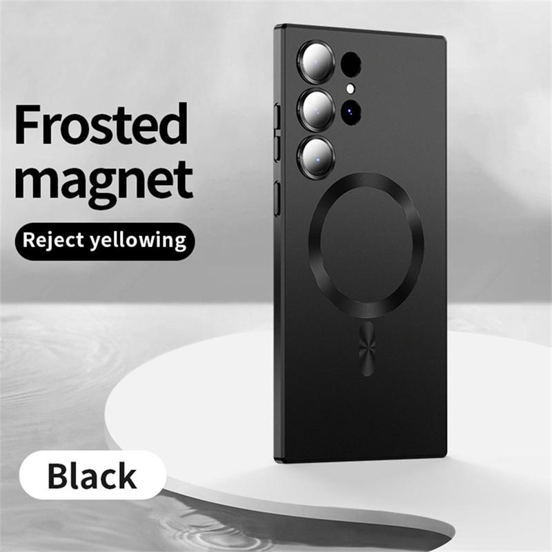For Magsafe Magnetic Wireless Charging Matte Phone Cases For Samsung S25 S24 S22 S23 Ultra S24 S25 Plus Shockproof Cover Case