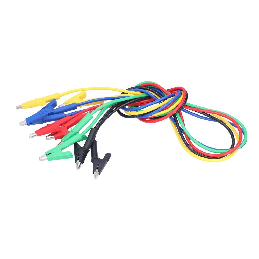 5PCS 1m Test Cable 5 Colors Jumper Wires Durable Alligator Clips  Electrical Testing
