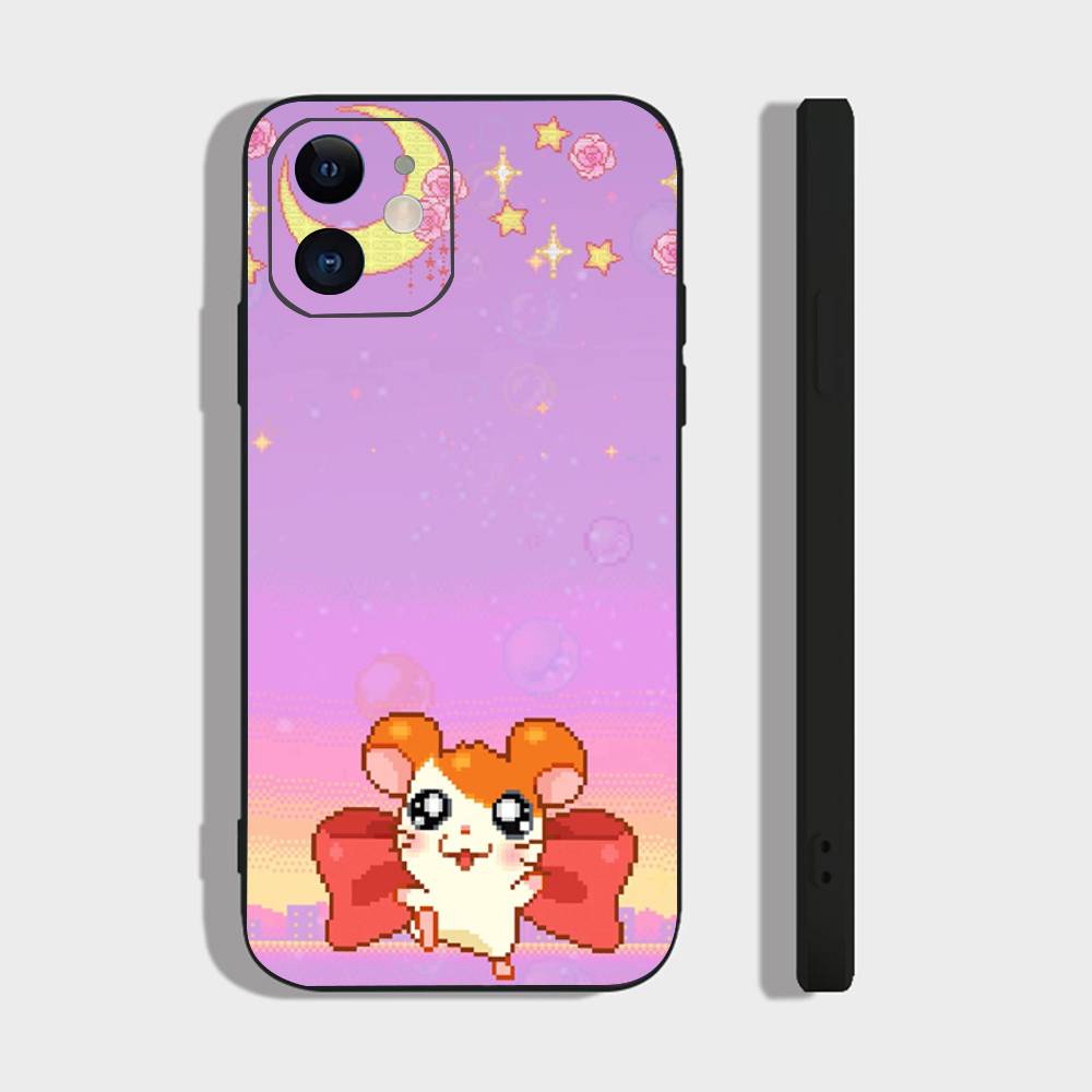 Cartoon Anime H-Hamtaro Phone Case For IPhone 17 Air 16 15 14 13 Pro Max 11 12 Black Silicone Cover
